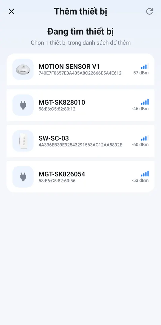 List of waiting devices including the motion sensor