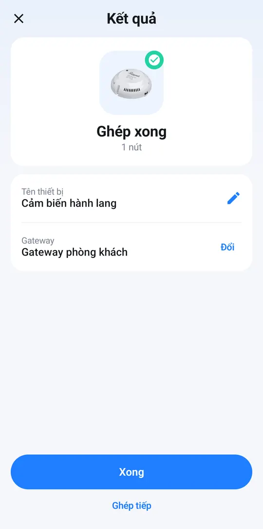 Paired screen for the sensor, named Hallway sensor