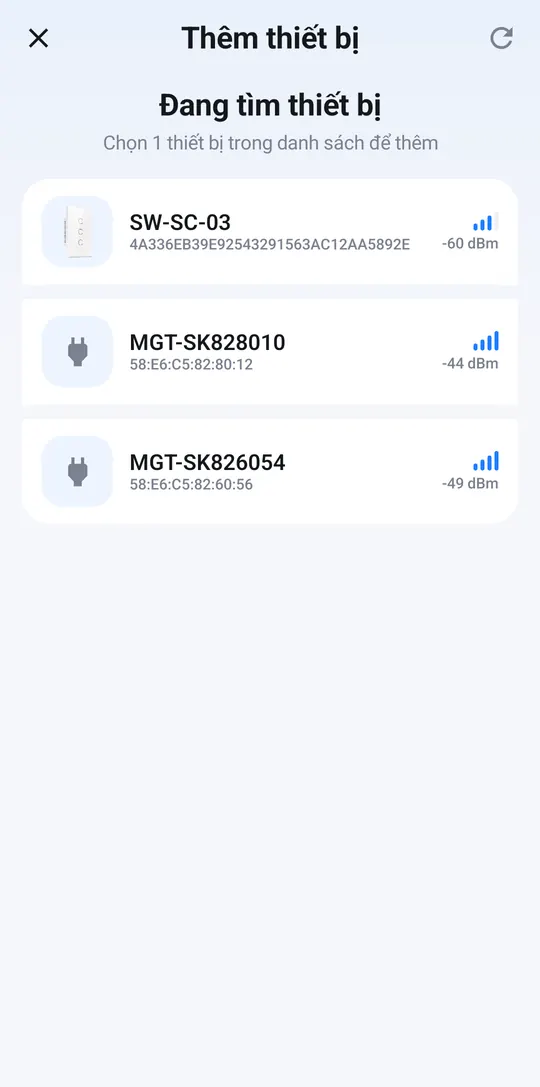 List of waiting devices including a 3-button scene switch