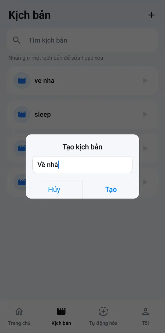 Create scene dialog