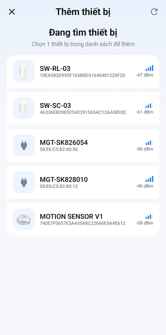 List of waiting devices including a 3-button switch