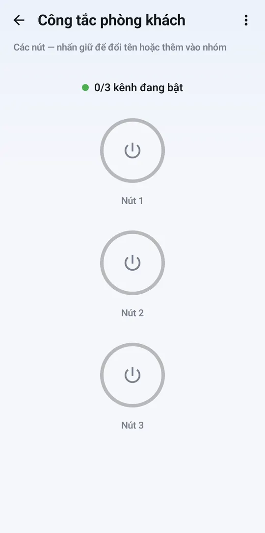 Switch page with three buttons, all off