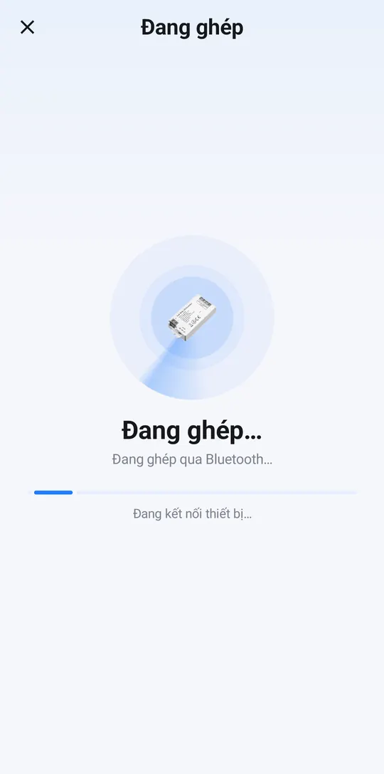 Pairing screen with a light driver picture