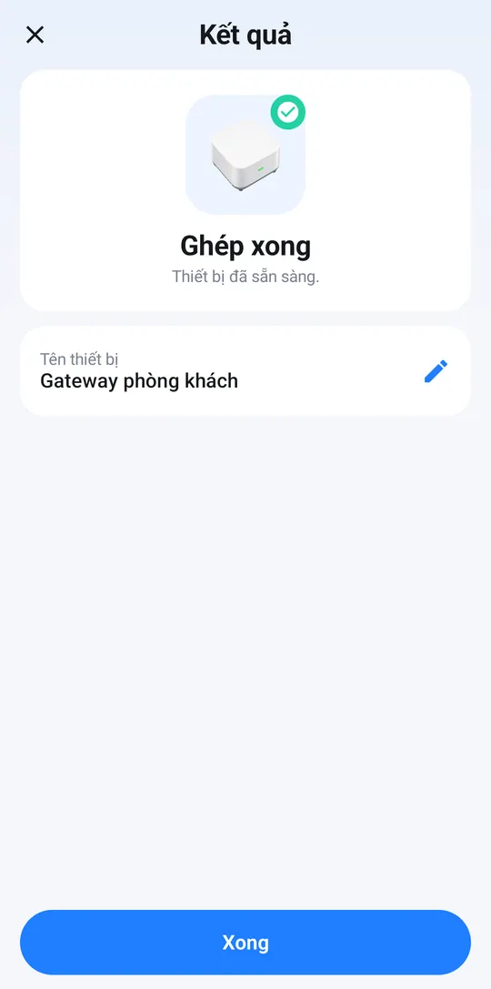 Paired screen with the hub’s new name