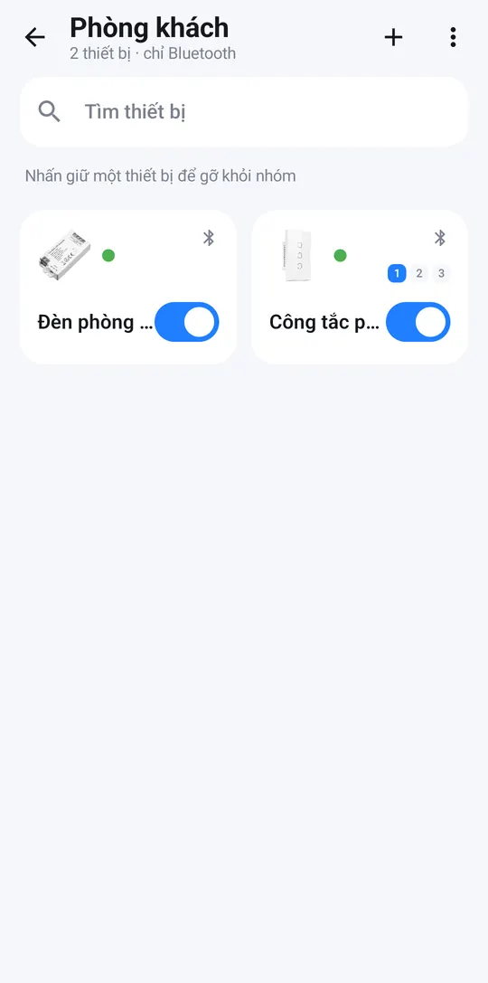 Living room group with the light and the ceiling light button