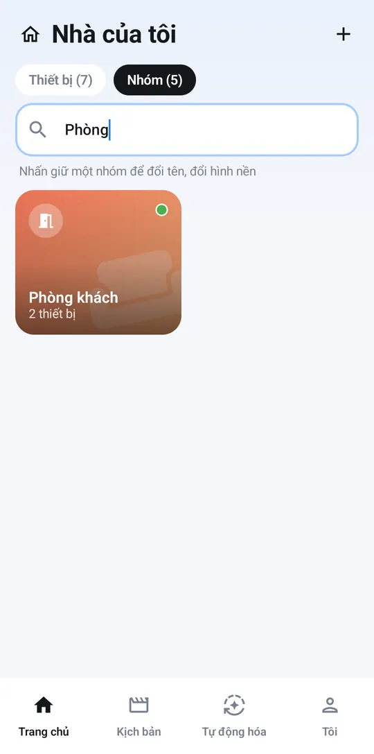 Living room group card with 2 devices